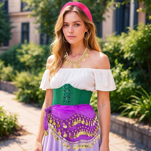 Halloween Costume Accessories Set Women Gypsy Coin Waist Chain Earrings Necklace main image 5